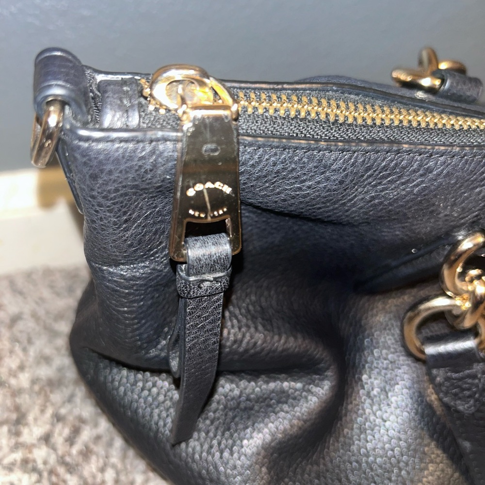 Coach Black Pebbled Leather Shoulder Satchel with Gold Hardware - Picture 8 of 14